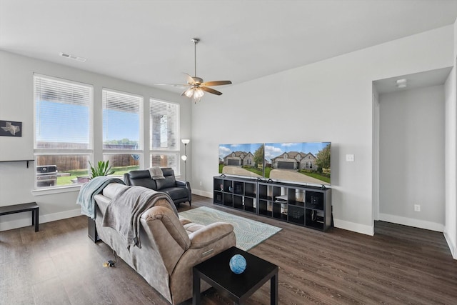 4121 Crossroads Ct, Oak Point, TX 75068 - living room with wood finished floors and ceiling fan