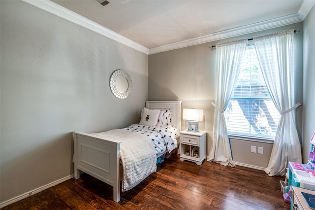 1433 Rogers Ct, Allen, TX 75013 - bedroom with crown molding, baseboards, and dark wood-style flooring