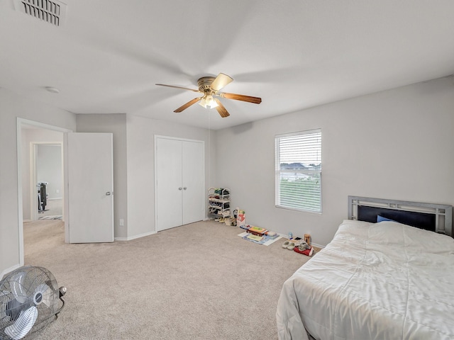 9228 Cheswick Dr, Fort Worth, TX 76123 - bedroom with carpet floors, a ceiling fan, baseboards, and a closet