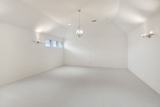 11393 Classic Ln, Frisco, TX 75033 - bonus room with vaulted ceiling, light carpet, baseboards, and a chandelier