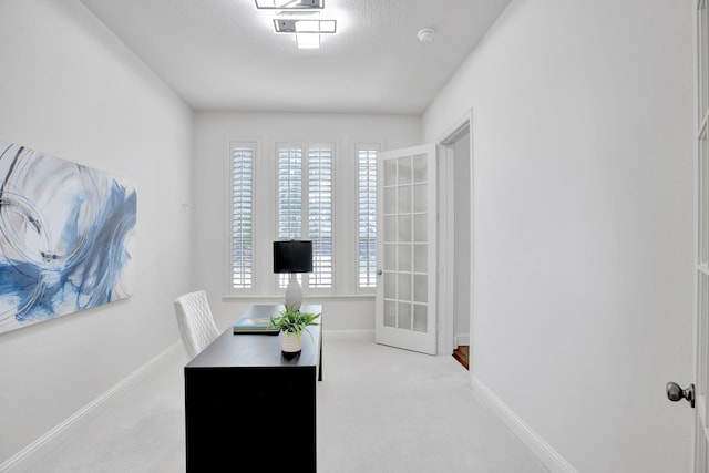 11393 Classic Ln, Frisco, TX 75033 - office area featuring carpet floors, baseboards, and french doors