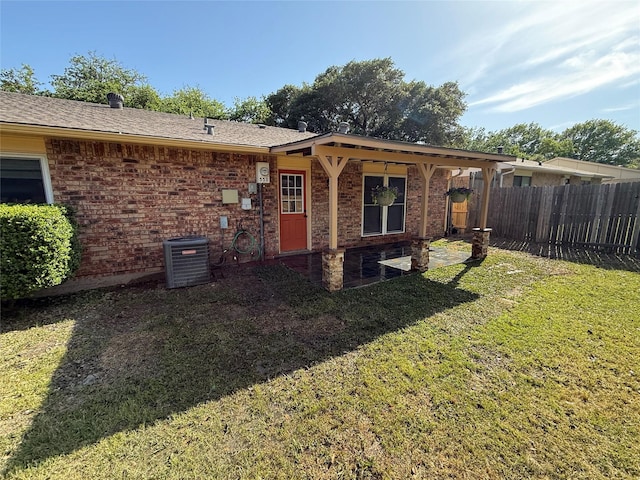 553 Oldbridge Dr, Allen, TX 75002 - back of house featuring central air condition unit and brick siding