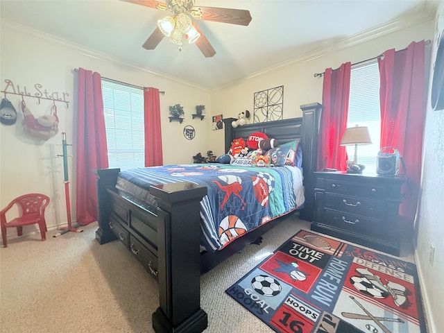 850 Oakbluff Dr, Lancaster, TX 75146 - carpeted bedroom featuring crown molding and a ceiling fan