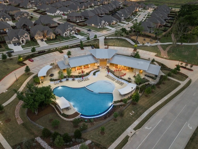 7417 E Fork Ln, Mckinney, TX 75071 - aerial view of property and surrounding area featuring a pool area and nearby suburban area