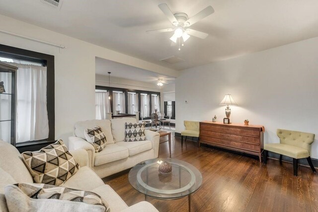 803 Woodlawn Ave Full Bldg, Full Bldg, Dallas, TX 75208 - living room with ceiling fan and wood finished floors