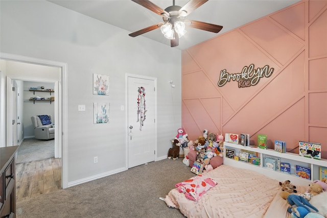 115 Lavender Ln, Springtown, TX 76082 - bedroom featuring light colored carpet, baseboards, and ceiling fan