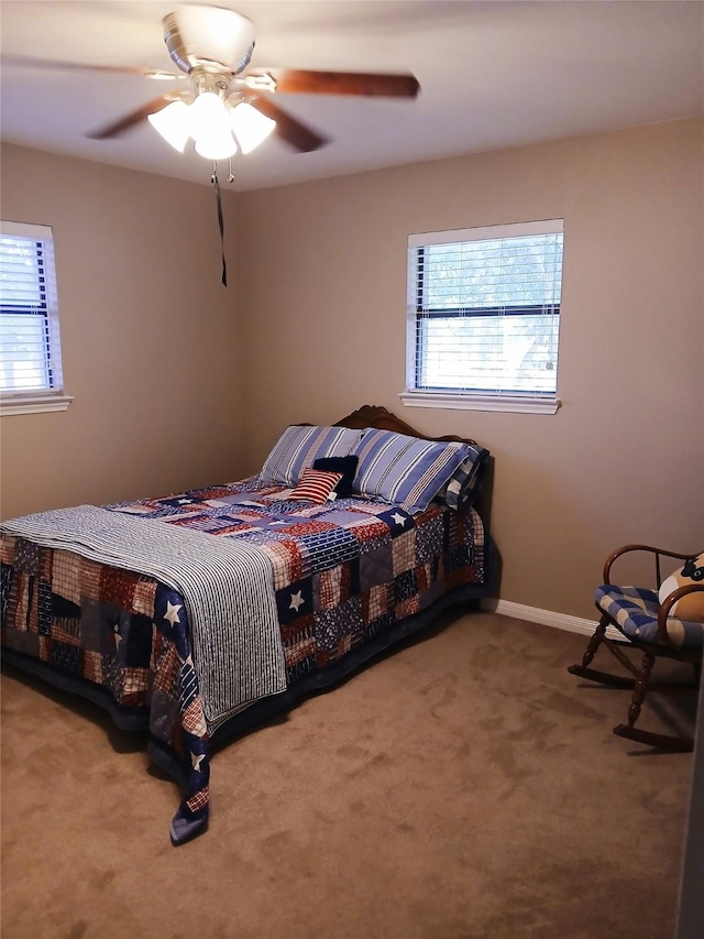 650 Sp Terry Rd, Belton, TX 76513 - bedroom with multiple windows, carpet floors, ceiling fan, and baseboards