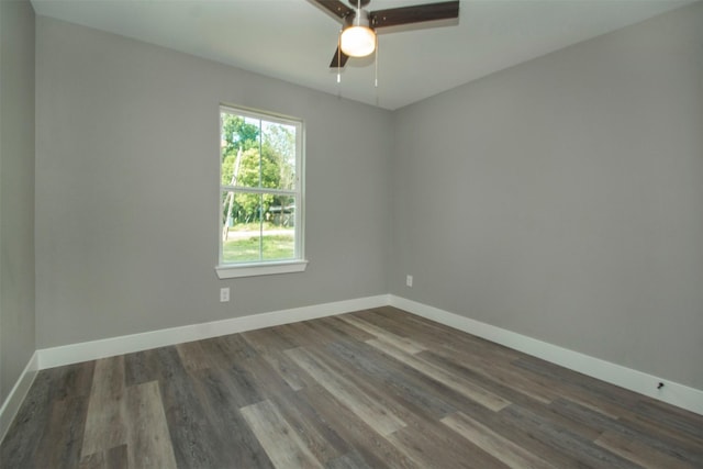 519 W James St, Wills Point, TX 75169 - unfurnished room with ceiling fan, baseboards, and dark wood-style floors