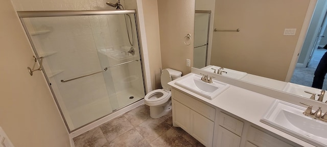 3805 Bentley Dr, Bedford, TX 76021 - bathroom with toilet, a stall shower, and double vanity