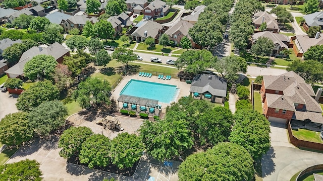12303 Blue Ridge Dr, Frisco, TX 75033 - aerial overview of property's location with nearby suburban area and a pool area