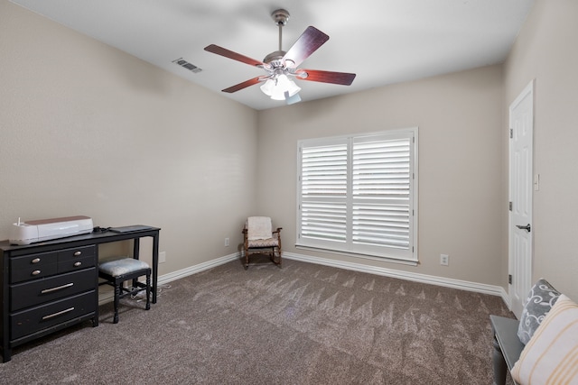 436 Valley View Ct, Aledo, TX 76008 - office area featuring carpet floors, ceiling fan, and baseboards