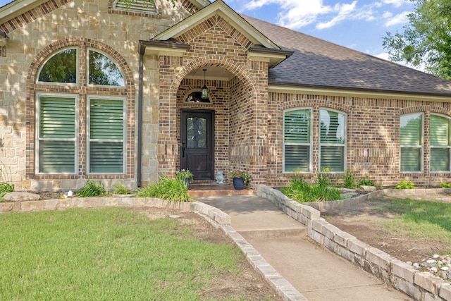 436 Valley View Ct, Aledo, TX 76008 - view of front of house with a shingled roof, brick siding, and a front yard
