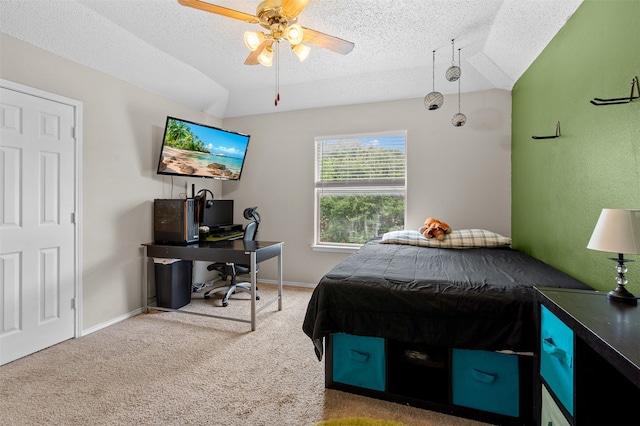 2804 Laurel Hill Dr, Flower Mound, TX 75028 - carpeted bedroom featuring a textured ceiling, a desk, ceiling fan, and baseboards