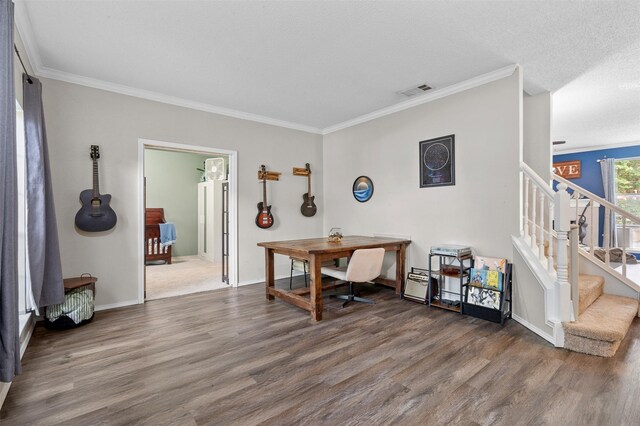 2804 Laurel Hill Dr, Flower Mound, TX 75028 - office space featuring wood finished floors, ornamental molding, and baseboards