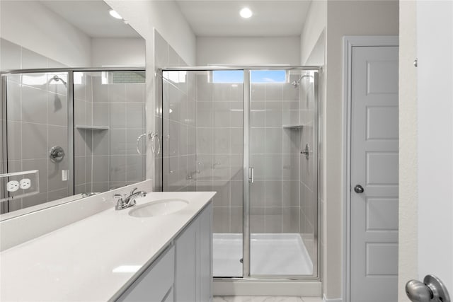 3105 Sedge Grass Dr, Melissa, TX 75454 - full bath featuring vanity, a stall shower, and recessed lighting