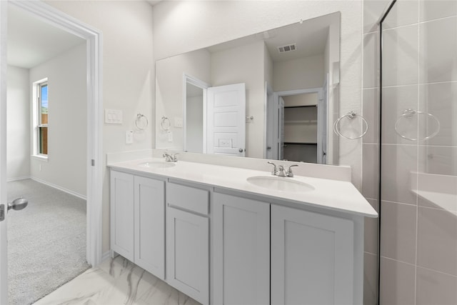 3105 Sedge Grass Dr, Melissa, TX 75454 - bathroom featuring double vanity and an enclosed shower