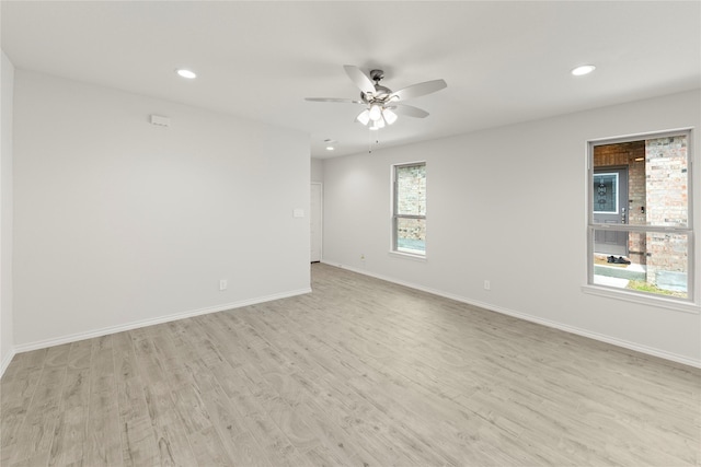 3105 Sedge Grass Dr, Melissa, TX 75454 - empty room with a ceiling fan, light wood-style floors, and recessed lighting