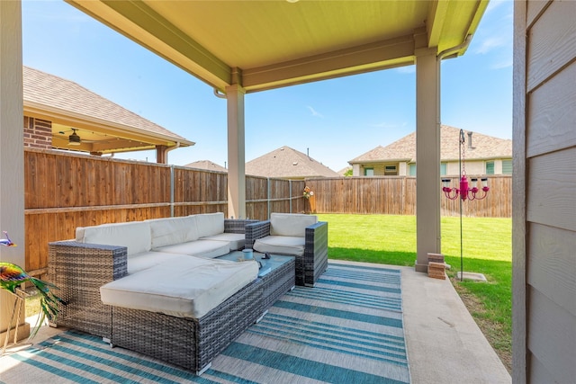 1909 Outpost Creek Ln, Aubrey, TX 76227 - view of patio / terrace featuring outdoor lounge area and a ceiling fan