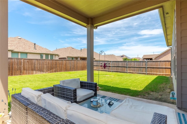 1909 Outpost Creek Ln, Aubrey, TX 76227 - view of patio with an outdoor hangout area and a residential view