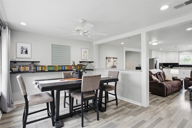 420 Fm 1528, Cooper, TX 75432 - dining area featuring light wood-style flooring, recessed lighting, a ceiling fan, and baseboards