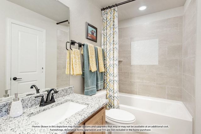 1206 Hawk St, Wylie, TX 75098 - full bathroom with toilet, vanity, shower / bathtub combination with curtain, and recessed lighting