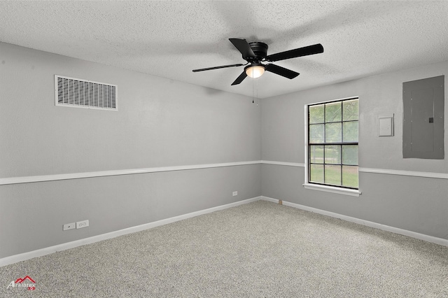 5630 Shreveport Blanchard Hwy, Shreveport, LA 71107 - carpeted spare room with electric panel, ceiling fan, a textured ceiling, and baseboards