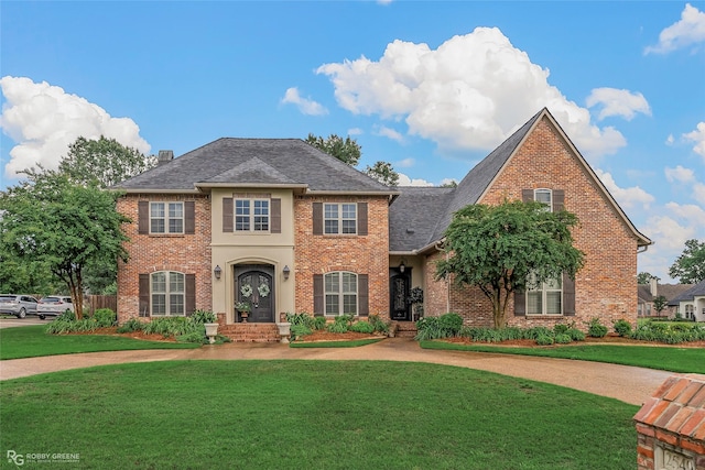 2549 Bloomfield Ln, Haughton, LA 71037 - colonial home featuring brick siding, a front yard, and a shingled roof