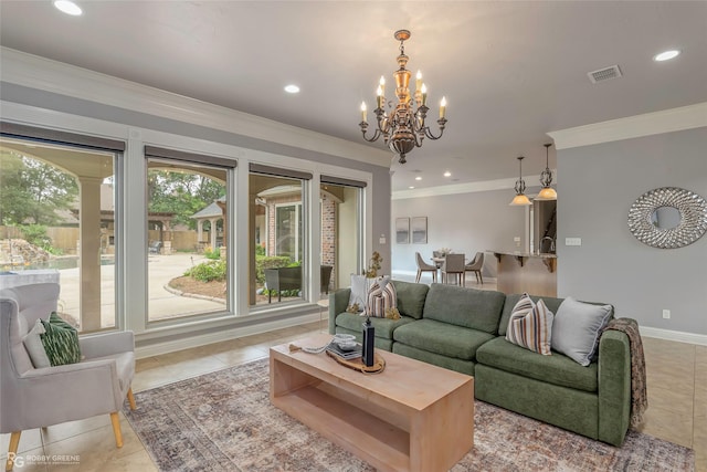 2549 Bloomfield Ln, Haughton, LA 71037 - unfurnished dining area featuring stairs, ornamental molding, baseboards, a chandelier, and recessed lighting