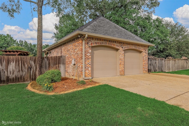 2549 Bloomfield Ln, Haughton, LA 71037 - view of side of property featuring brick siding, roof with shingles, driveway, and an attached garage