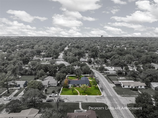 3801 Fort Ave, Waco, TX 76710 - aerial perspective of suburban area with property boundaries highlighted and a heavily wooded area