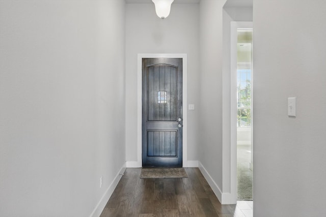 2805 Upland Trail Ln, Aubrey, TX 76227 - entryway with baseboards and dark wood finished floors