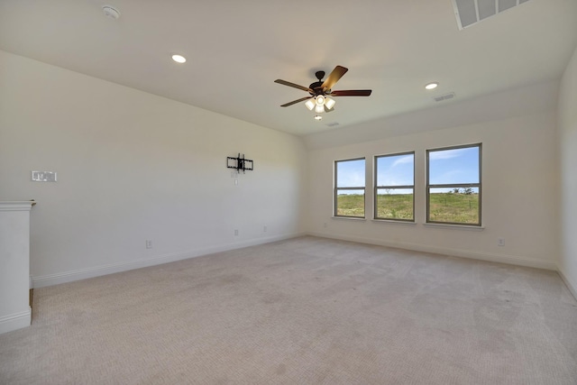1208 Thornhill Ct, Roanoke, TX 76262 - empty room with light carpet, a ceiling fan, a smoke detector, baseboards, and recessed lighting