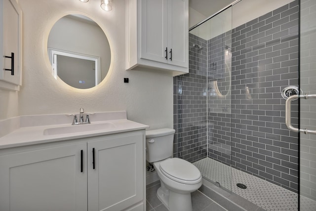 1208 Thornhill Ct, Roanoke, TX 76262 - full bath with a stall shower, toilet, vanity, and tile patterned flooring