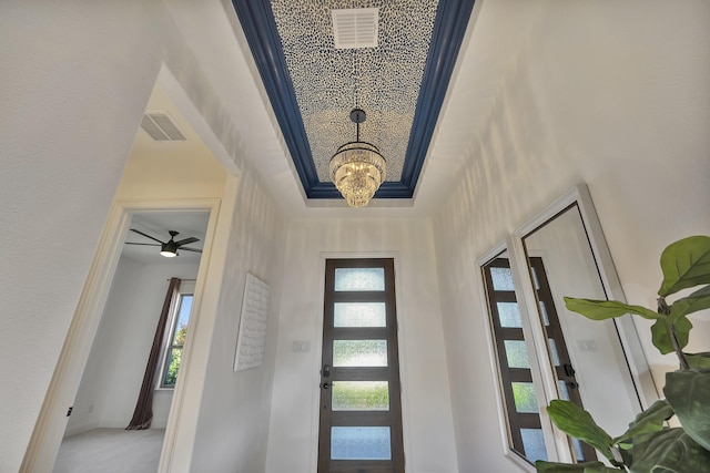 1208 Thornhill Ct, Roanoke, TX 76262 - entryway featuring a chandelier, healthy amount of natural light, and ceiling fan