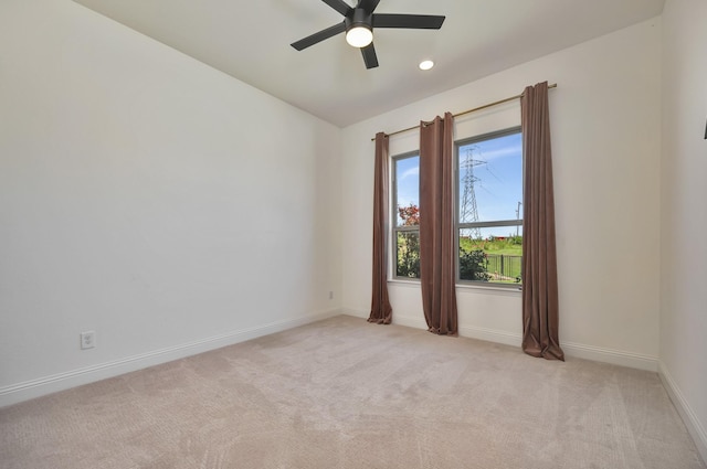 1208 Thornhill Ct, Roanoke, TX 76262 - unfurnished room featuring a ceiling fan, light carpet, baseboards, and recessed lighting