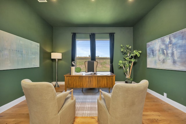 1208 Thornhill Ct, Roanoke, TX 76262 - home office with wood finished floors, baseboards, and recessed lighting
