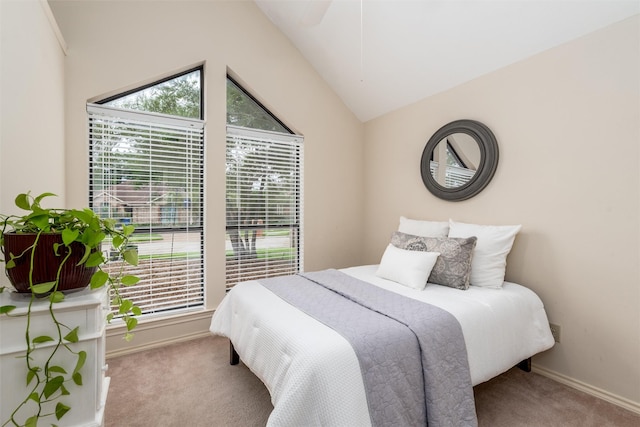 2203 Glen Helen Cir, Carrollton, TX 75007 - carpeted bedroom with vaulted ceiling and baseboards