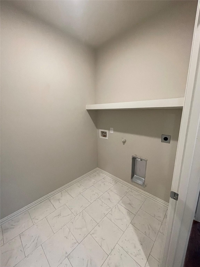 2829-2833 Peony Dr, Sherman, TX 75092 - washroom with electric dryer hookup, light marble finish flooring, hookup for a gas dryer, and baseboards