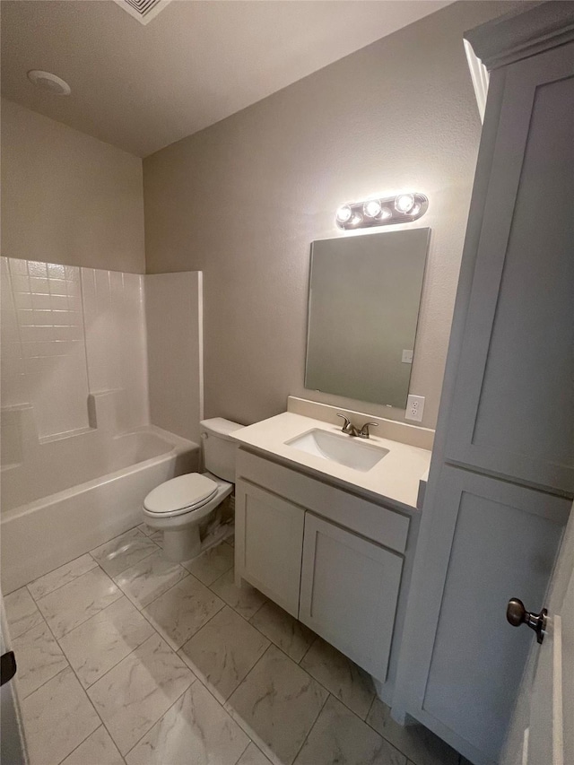 2829-2833 Peony Dr, Sherman, TX 75092 - bathroom featuring marble look tile flooring, vanity, toilet, and tub / shower combination