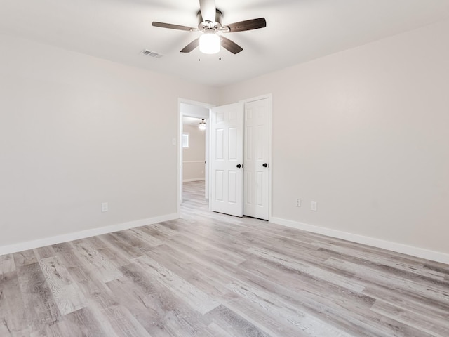 501 Edgewood Ave, Corsicana, TX 75110 - empty room featuring ceiling fan, light wood-type flooring, and baseboards
