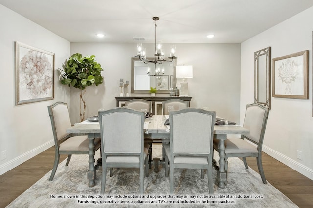 1200 Hawk St, Wylie, TX 75098 - dining area with a chandelier, baseboards, wood finished floors, and recessed lighting