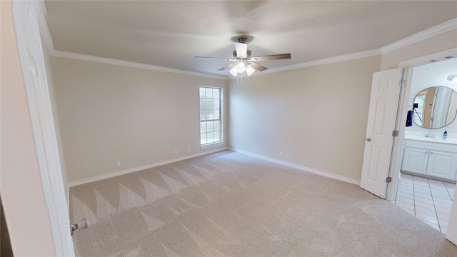 1913 Monte Cristo Way, Sherman, TX 75092 - empty room with ornamental molding, light carpet, ceiling fan, and baseboards