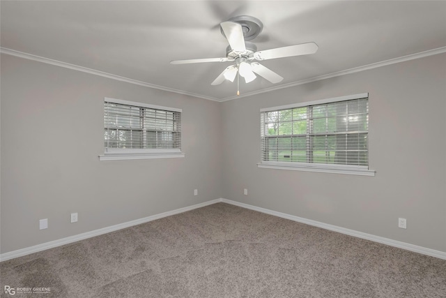 817 S Spruce St, Vivian, LA 71082 - empty room featuring carpet, a ceiling fan, ornamental molding, and baseboards