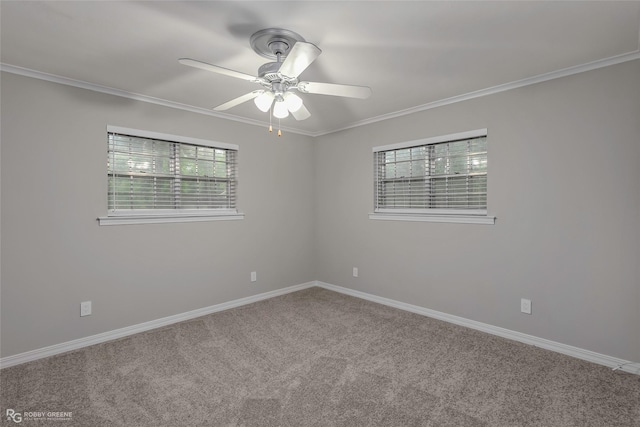 817 S Spruce St, Vivian, LA 71082 - carpeted spare room featuring ornamental molding, a ceiling fan, healthy amount of natural light, and baseboards