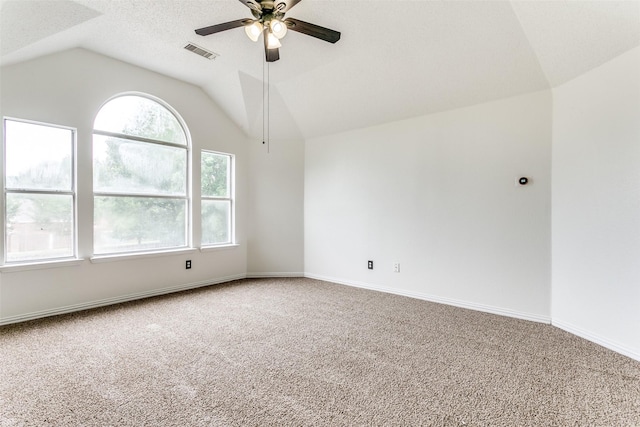 2317 Gatwick Ct, Flower Mound, TX 75028 - unfurnished room featuring lofted ceiling, carpet floors, a ceiling fan, and baseboards
