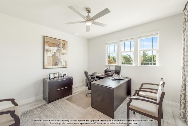 406 Maltese Cir, Wylie, TX 75098 - office area with a ceiling fan and baseboards