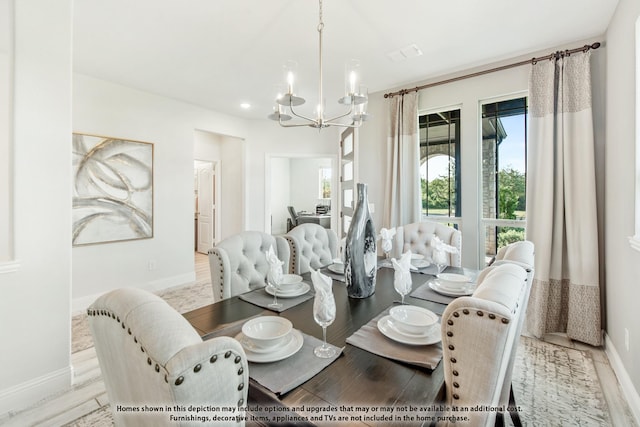 406 Maltese Cir, Wylie, TX 75098 - dining room featuring a chandelier, baseboards, wood finished floors, and recessed lighting