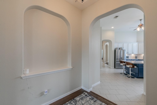 941 Sequoia Way, Saginaw, TX 76131 - hallway featuring arched walkways, baseboards, and recessed lighting