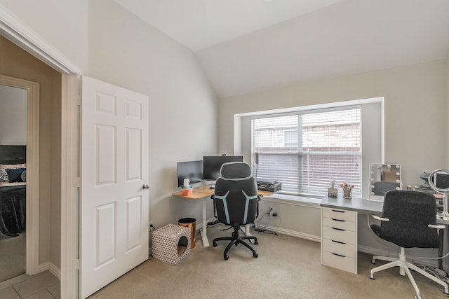 941 Sequoia Way, Saginaw, TX 76131 - office featuring vaulted ceiling, light colored carpet, and baseboards