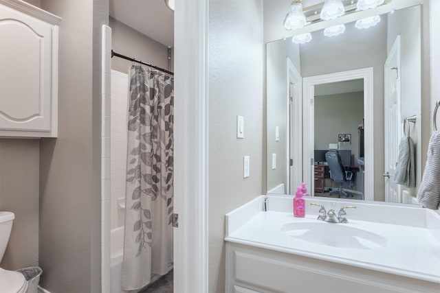 1777 Lone Star Blvd, Terrell, TX 75160 - bathroom with toilet, shower / bath combination with curtain, and vanity